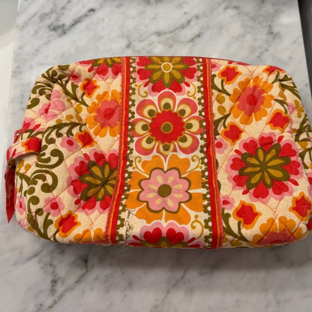 Vera Bradley Folkloric Floral Pink & Orange Cosmetic Bag - Picture 2 of 5